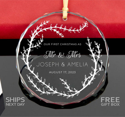 Personalized Mr and Mrs Ornament • First Christmas as Married Ornament • Wedding Gift • Mr and Mrs Christmas Ornament 