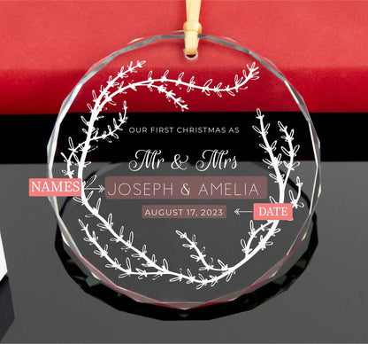 Personalized Mr and Mrs Ornament • First Christmas as Married Ornament • Wedding Gift • Mr and Mrs Christmas Ornament 