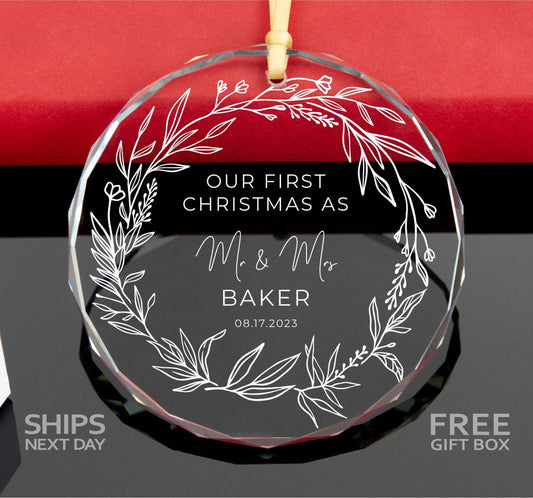 Personalized Mr and Mrs Ornament • Wedding Gift • Our First Christmas Gift • Couples Ornament 