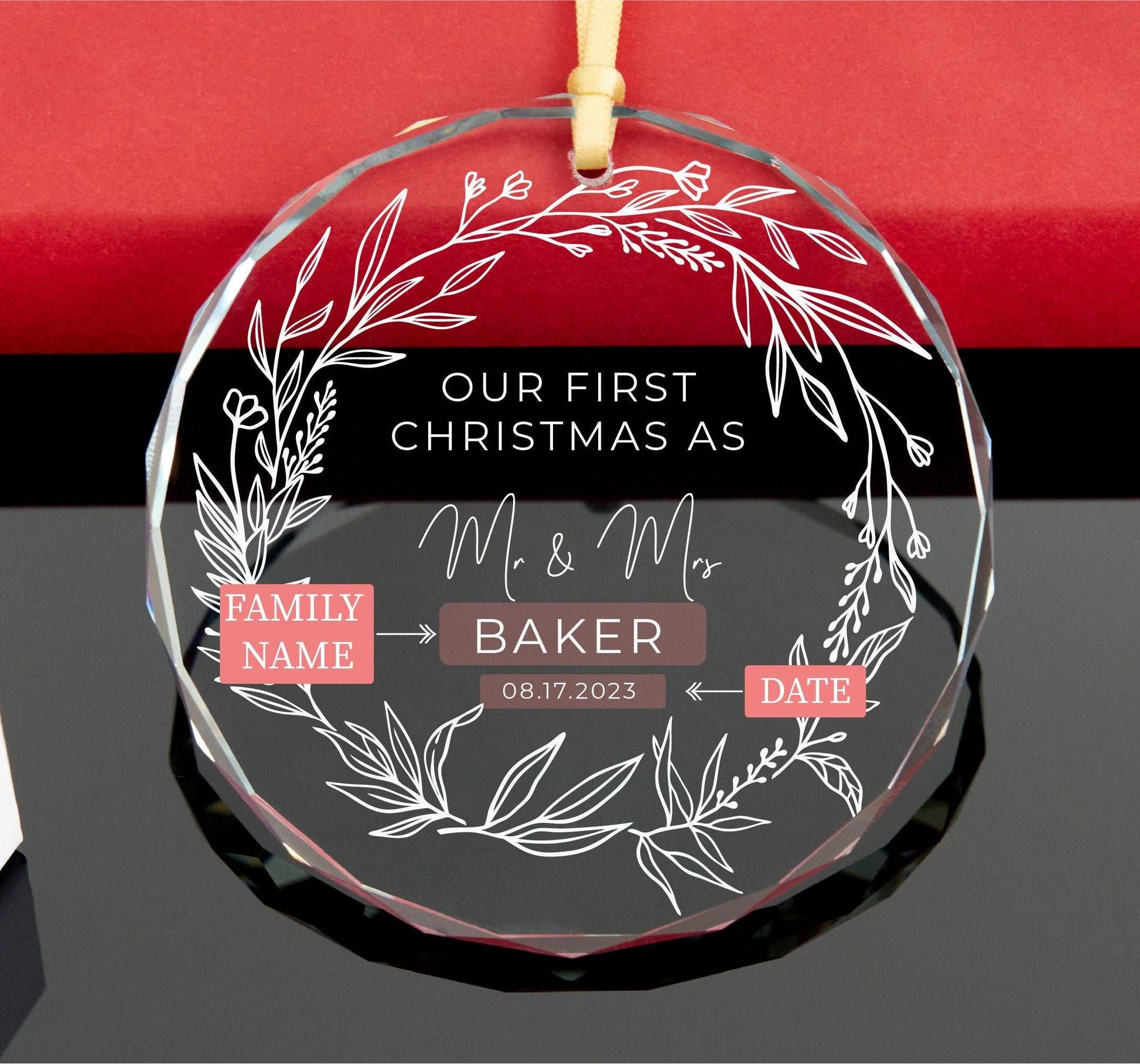 Personalized Mr and Mrs Ornament • Wedding Gift • Our First Christmas Gift • Couples Ornament 