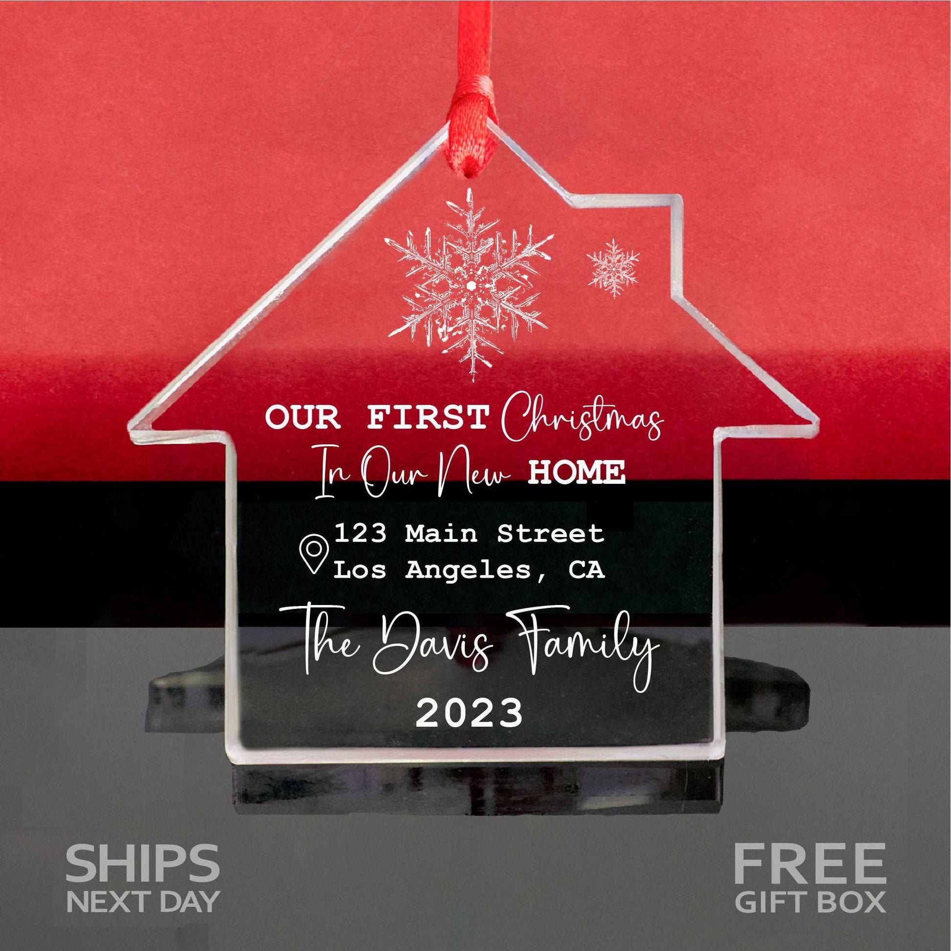 Personalized New Home Glass Ornament • Our First Christmas in New Home Ornament • Snowflake New Home Ornament 