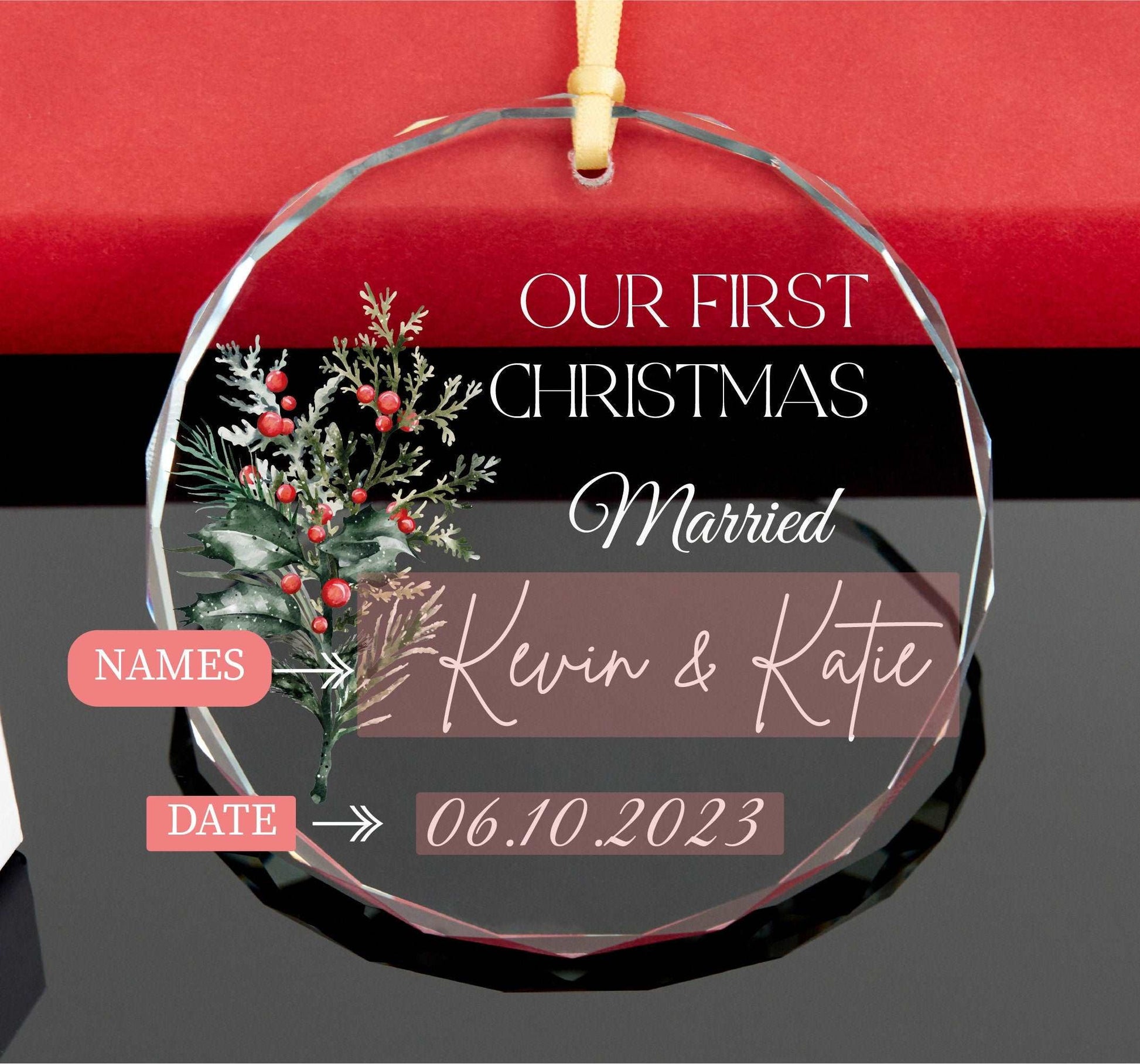 Personalized Our First Christmas As Married Ornament • Mr and Mrs Christmas Ornaments • Newlywed Gift • Just Married 2023 Ornament 