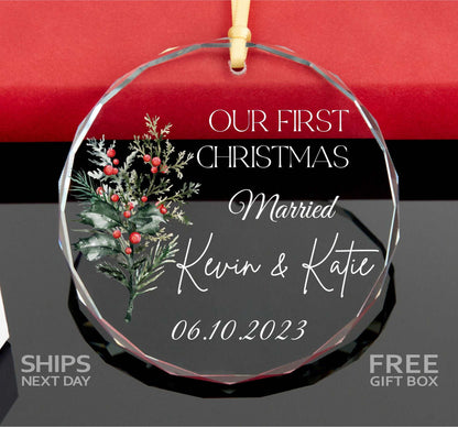 Personalized Our First Christmas As Married Ornament • Mr and Mrs Christmas Ornaments • Newlywed Gift • Just Married 2023 Ornament 