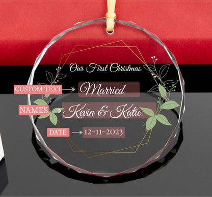 Personalized Our First Christmas as Married Ornament • Newlywed Christmas Gift • Engagement Ornament 