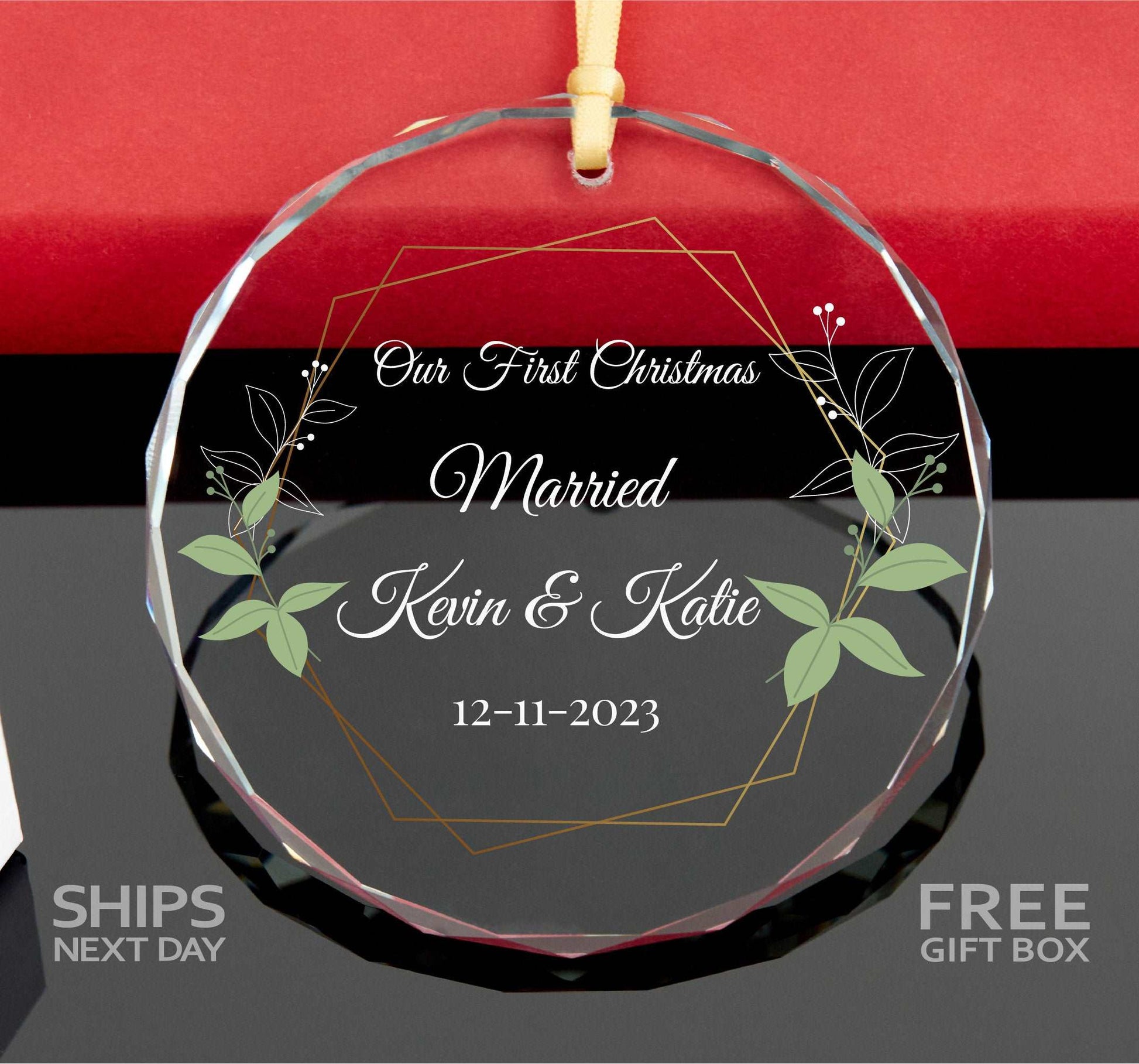 Personalized Our First Christmas as Married Ornament • Newlywed Christmas Gift • Engagement Ornament 