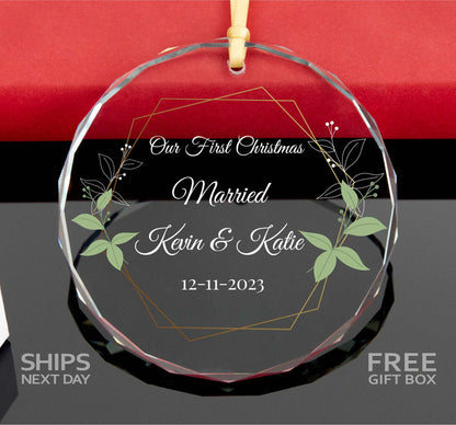 Personalized Our First Christmas as Married Ornament • Newlywed Christmas Gift • Engagement Ornament 