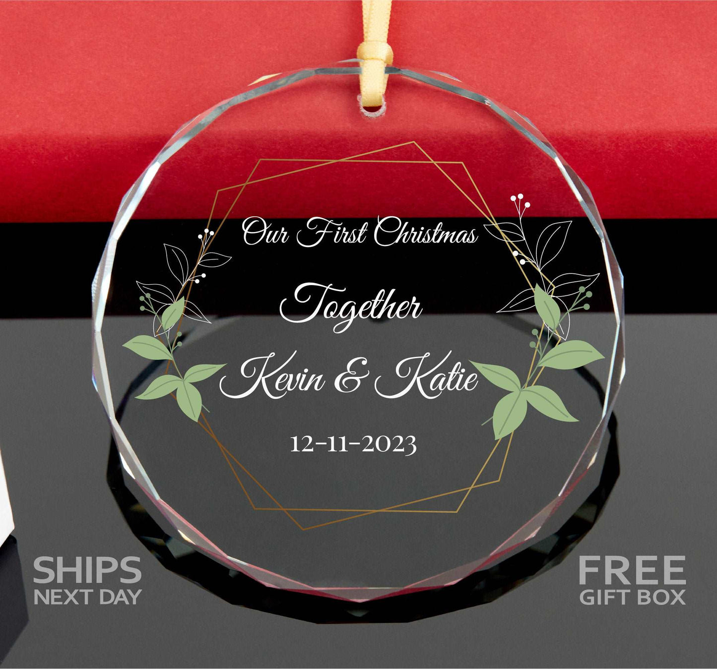 Personalized Our First Christmas as Married Ornament • Newlywed Christmas Gift • Engagement Ornament 