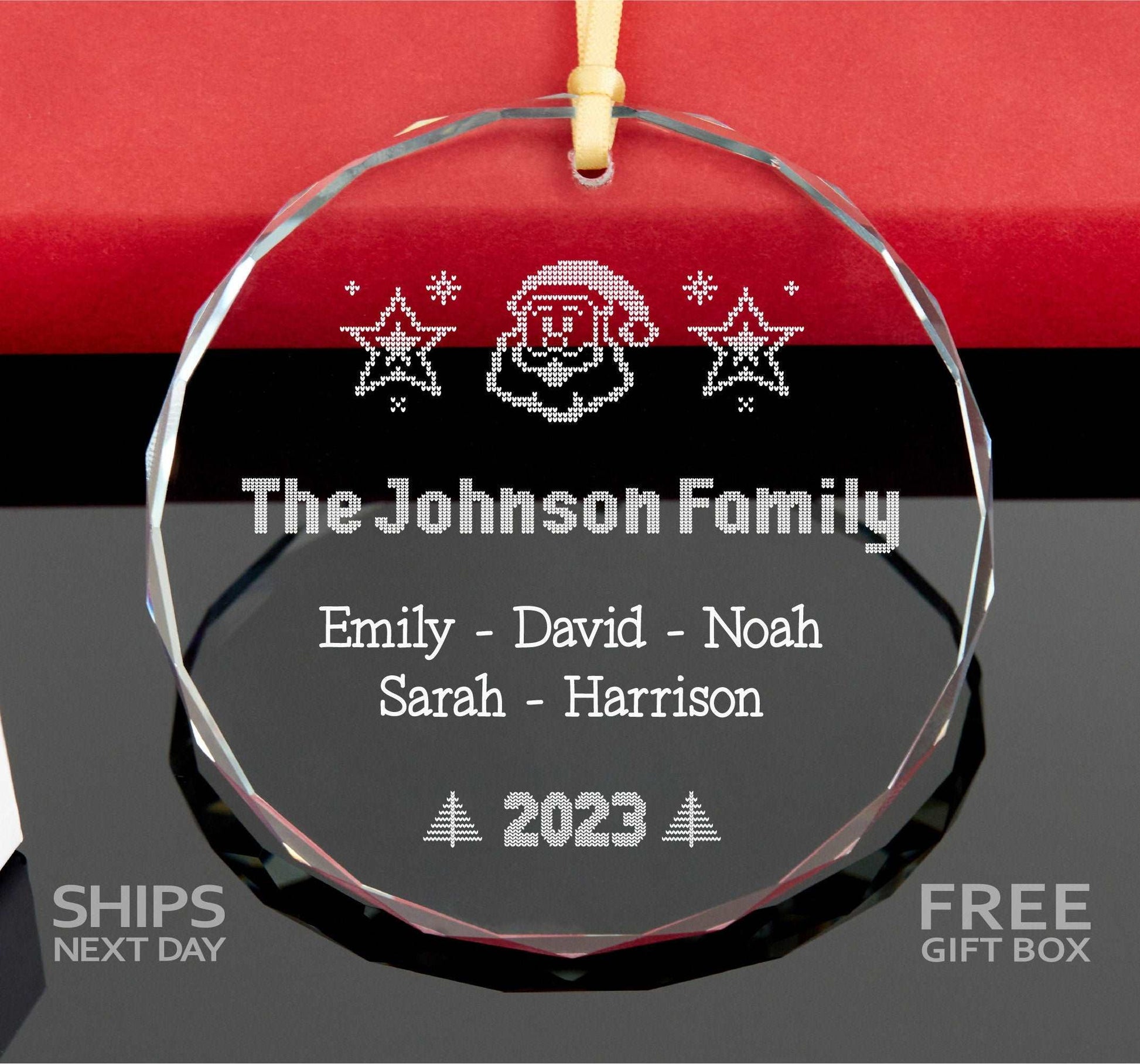 Personalized Santa Family Ornament with Dog Names • Ugly Christmas Ornament • 2023 Christmas Tree Ornament 