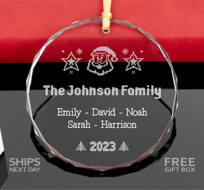 Personalized Santa Family Ornament with Dog Names • Ugly Christmas Ornament • 2023 Christmas Tree Ornament 