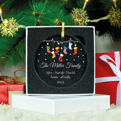 Personalized Stocking Family Christmas Ornament 2023 • Family Ornament with Pet Name • Family Members Ornament 