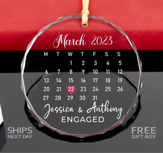 Personalized Unique Engagement Ornament • Calendar Ornament • Christmas Tree Ornament • Newlywed Gift • Engagement Gift 