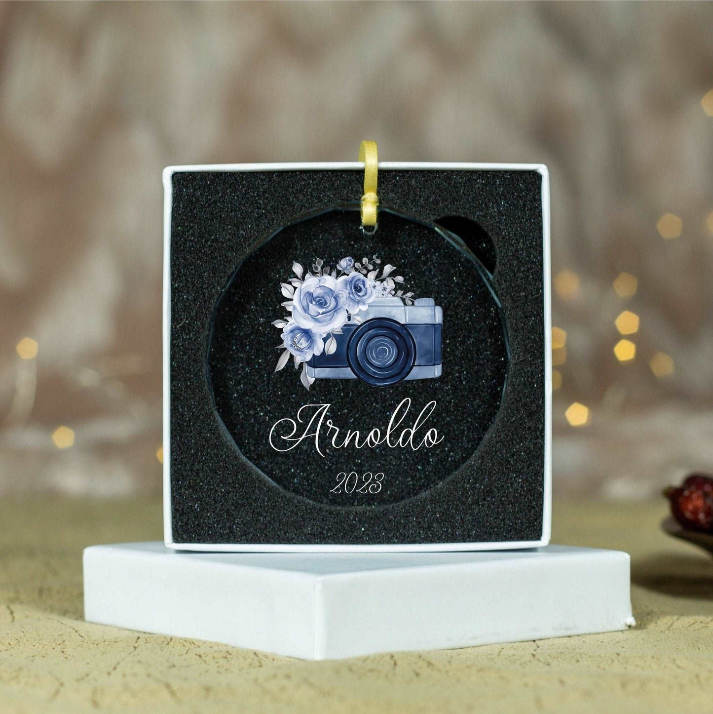 Photographer Gift • Assistant Photographer Gift • Camera GLASS Ornament • Watercolor Camera Ornament • Christmas Photographer Gift 