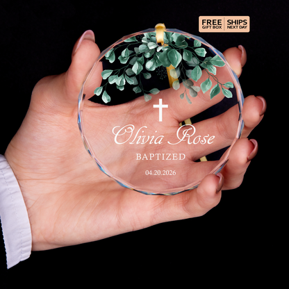 Eucalyptus Cross Baptism Ornament