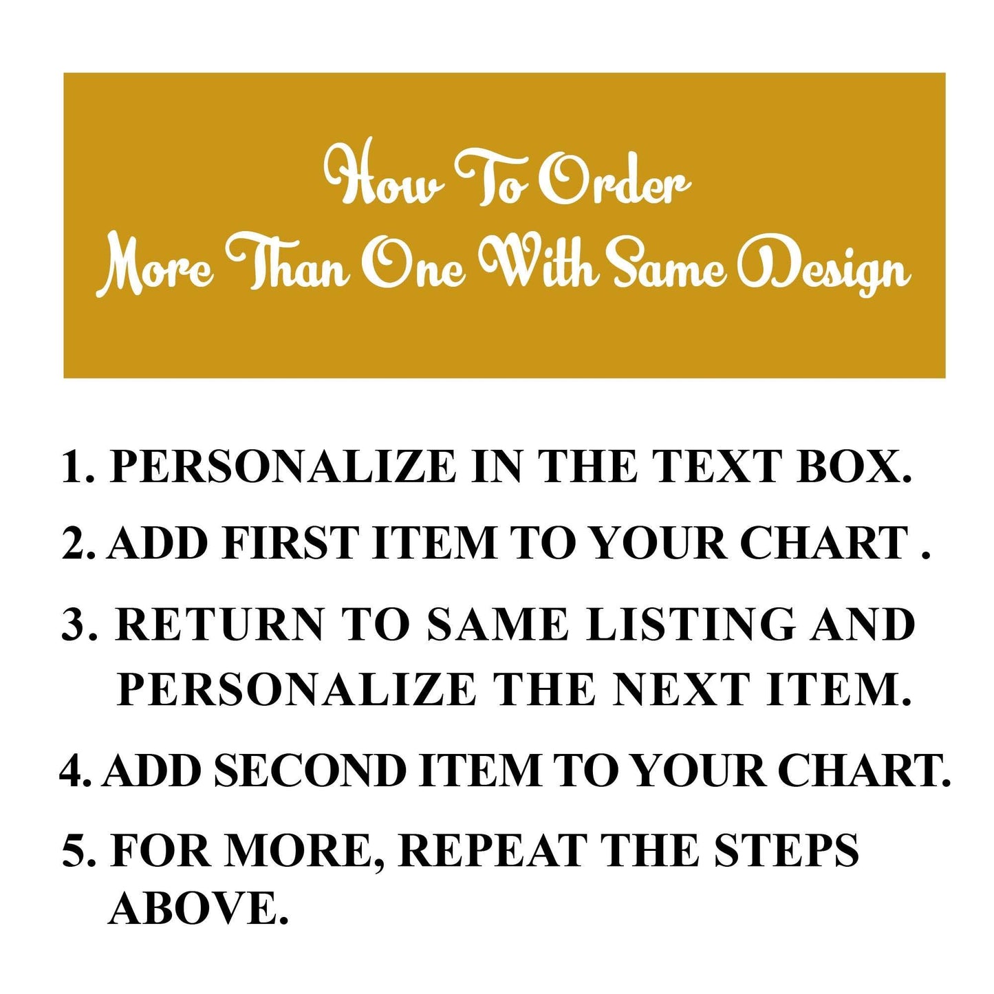 a yellow and white sign that says how to order more than one with same design