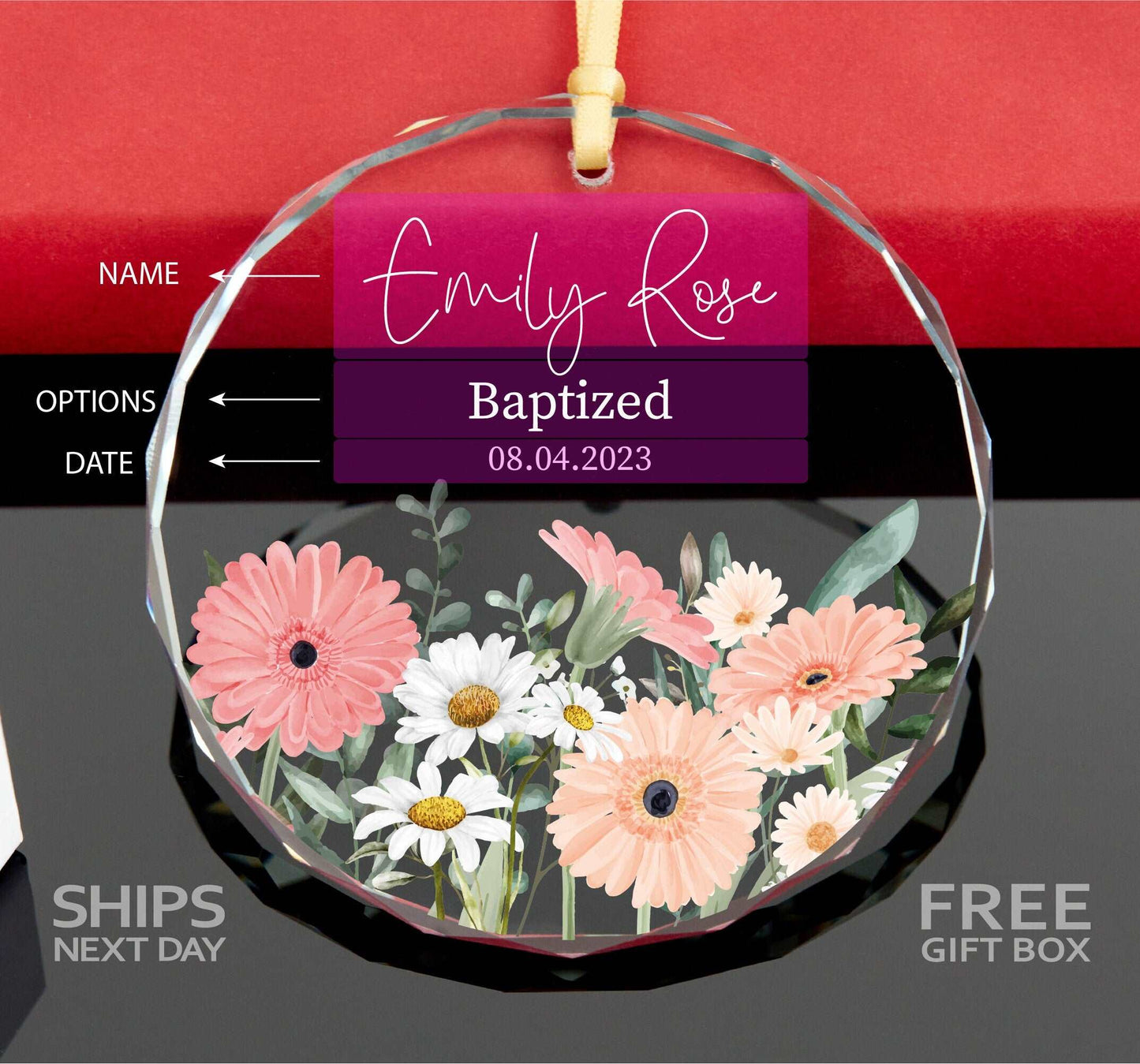 Personalized Baptism Gift for Girl • Dedication Ornament • Confirmation Ornament • Christening Gift