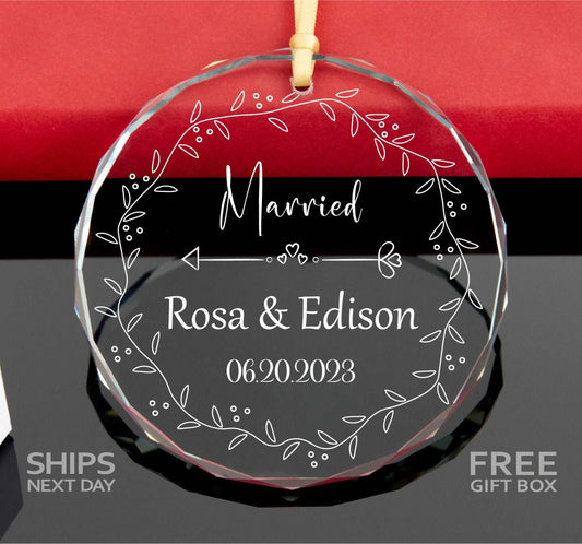 Personalized First Christmas Married Ornament • First Anniversary Gift