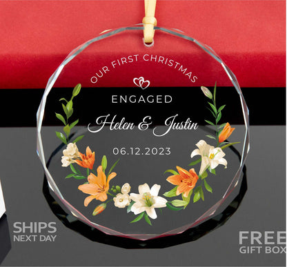 Personalized Floral Married Ornament • First Christmas Wedding Date Ornament