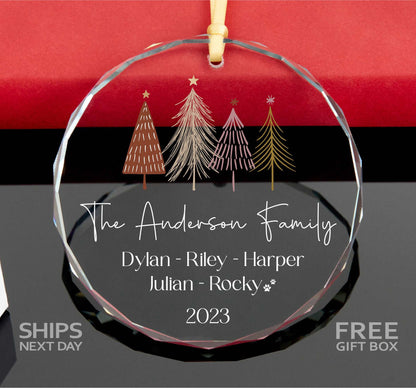 Personalized Family Christmas Ornament with Pet Name • Custom Family Names Ornament