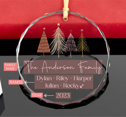 Personalized Family Christmas Ornament with Pet Name • Custom Family Names Ornament