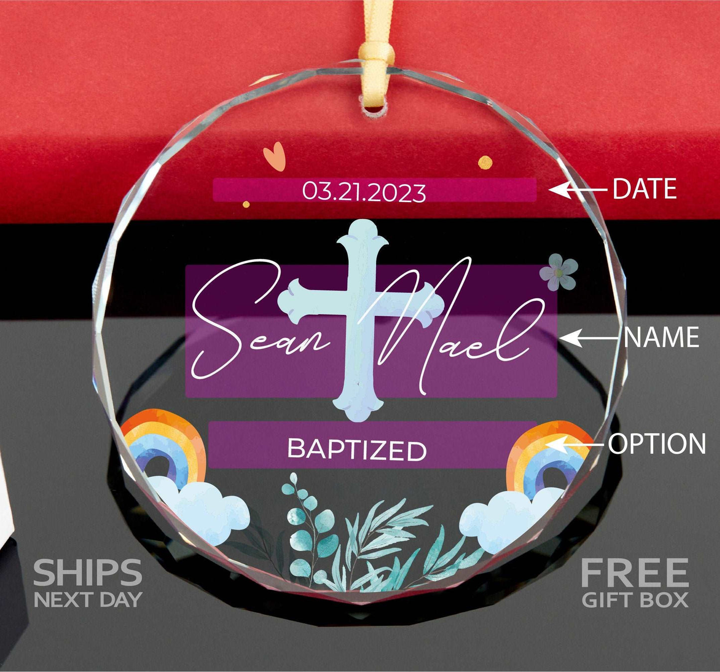 Baby Boy Baptism Ornament 2023 • God Bless You Ornament