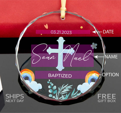 Baby Boy Baptism Ornament 2023 • God Bless You Ornament