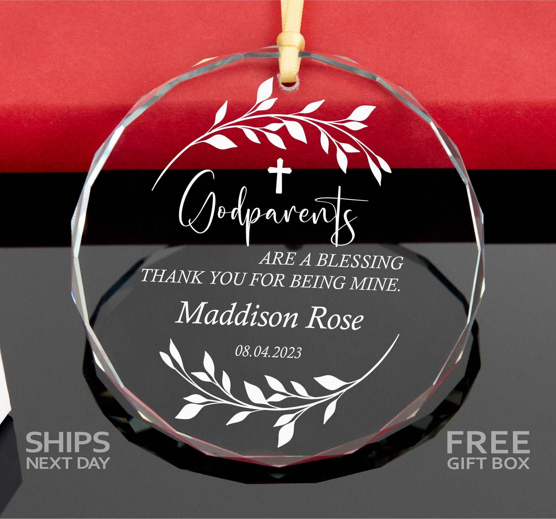 Baby Baptism Ornament • Godmother Gift, Godfather Christening Gift