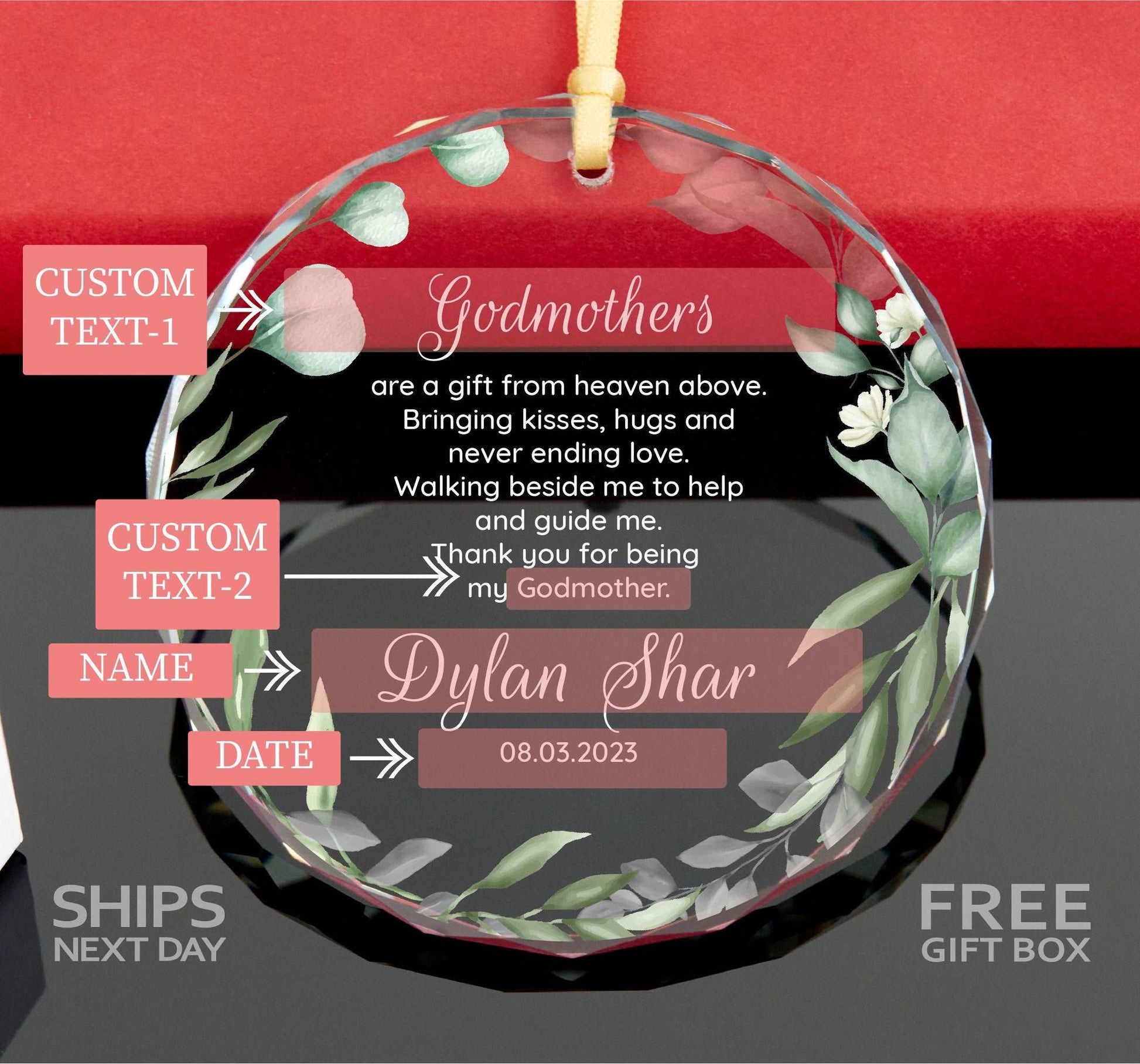 a personalized glass ornament for a wedding