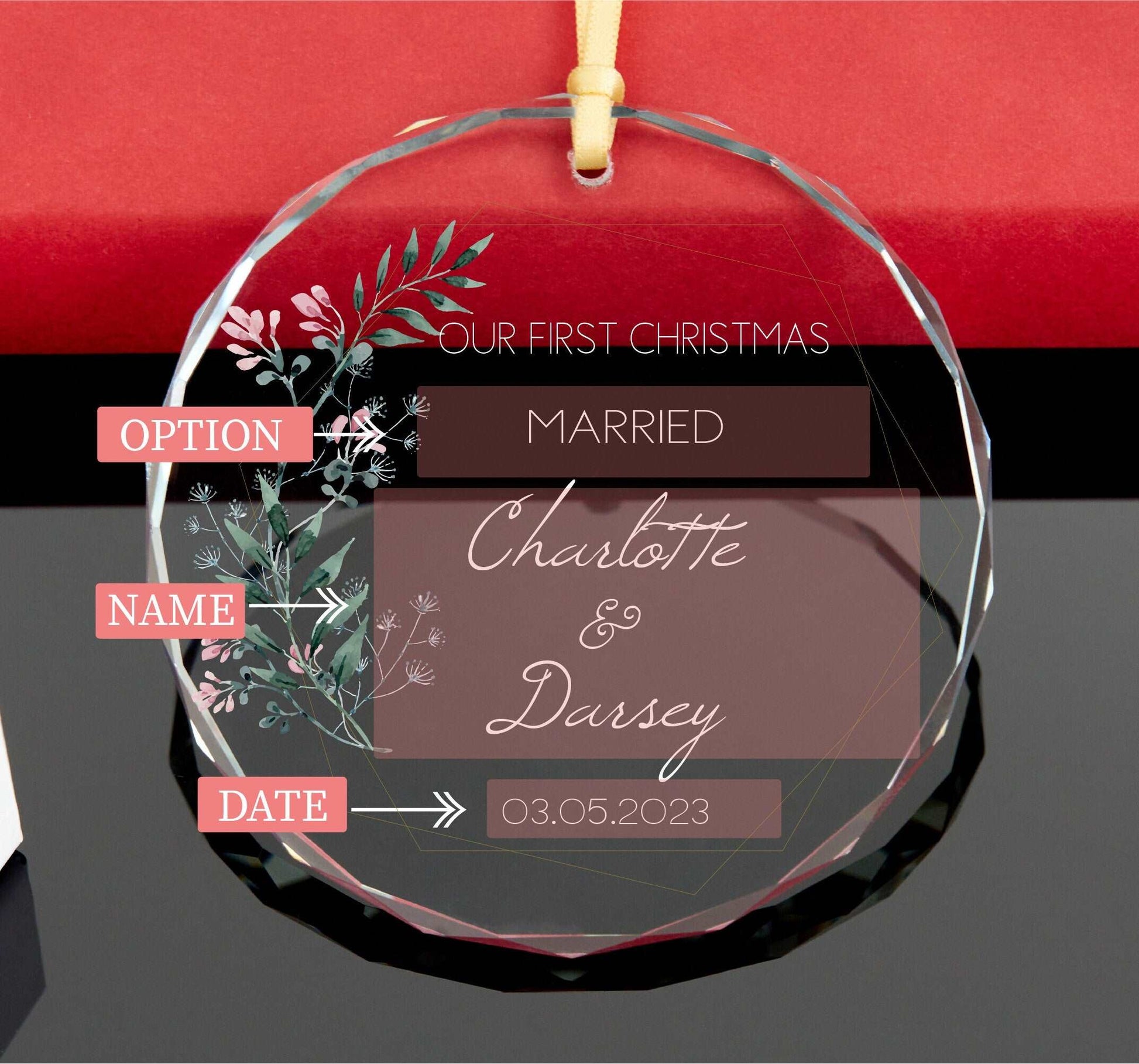 Personalized First Christmas Newlywed Ornament