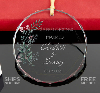 Personalized First Christmas Newlywed Ornament