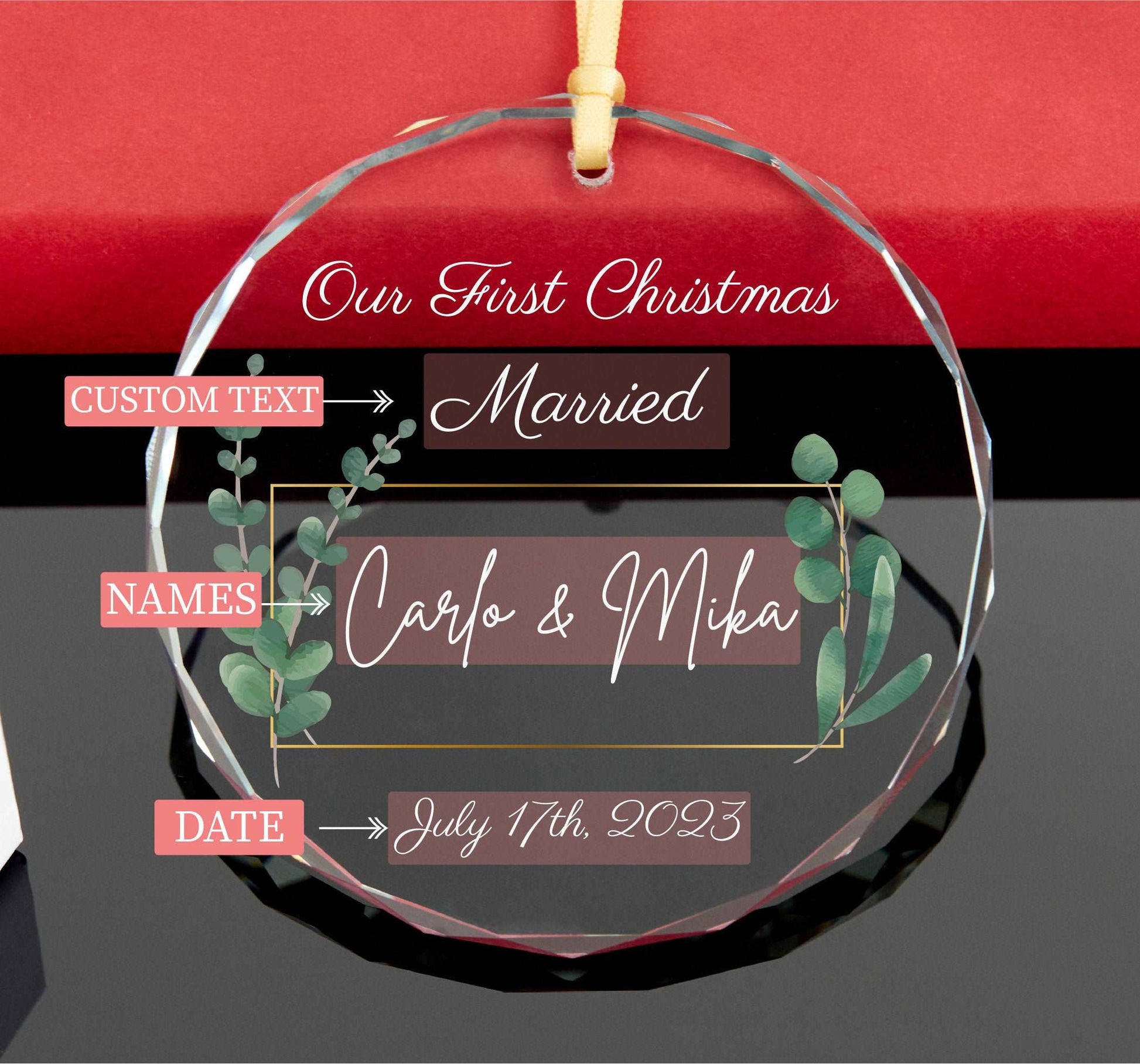 Personalized First Christmas Engaged Ornament • Engagement Gift