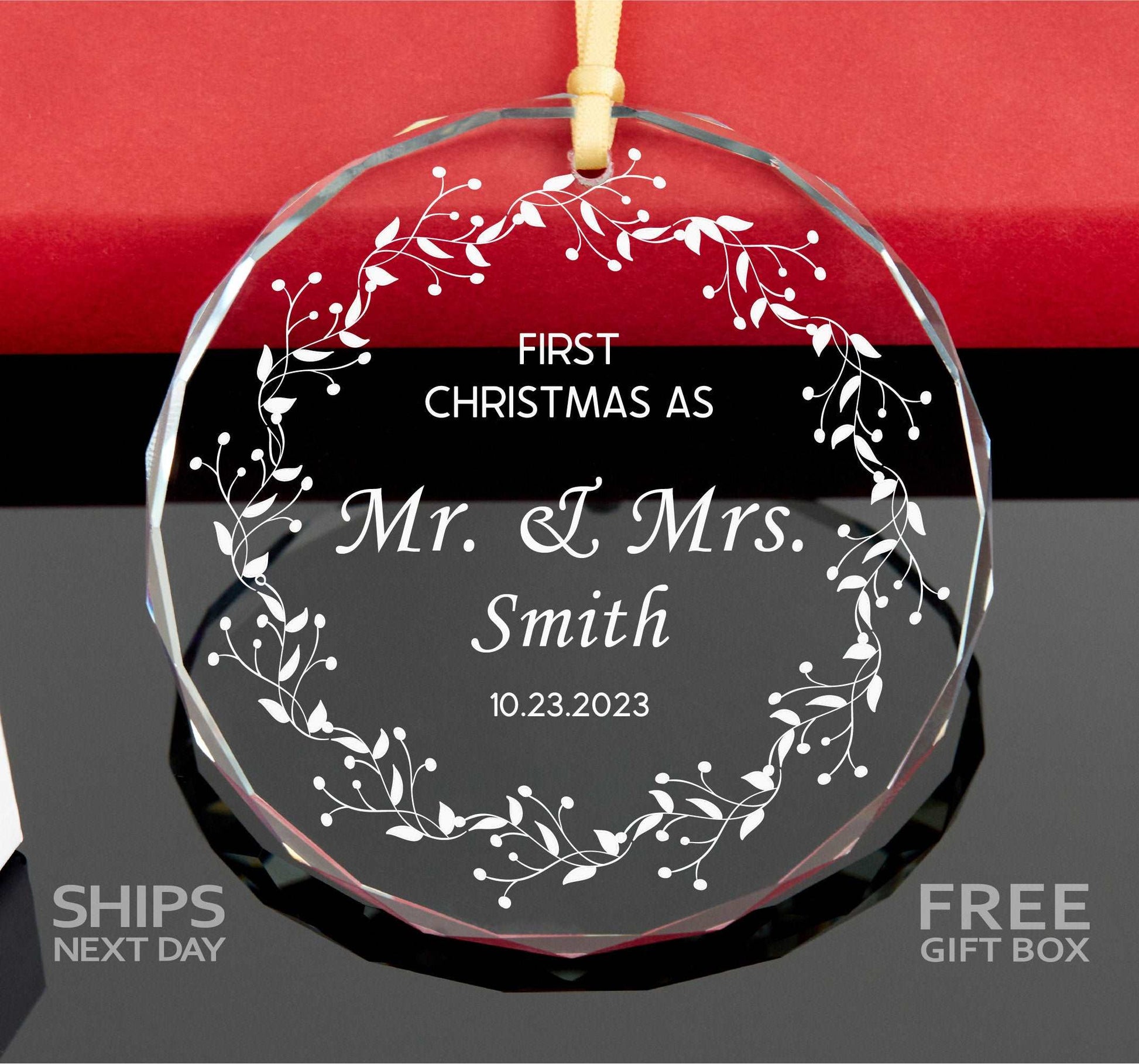 Personalized Mr and Mrs Ornament • First Christmas as Married Ornament