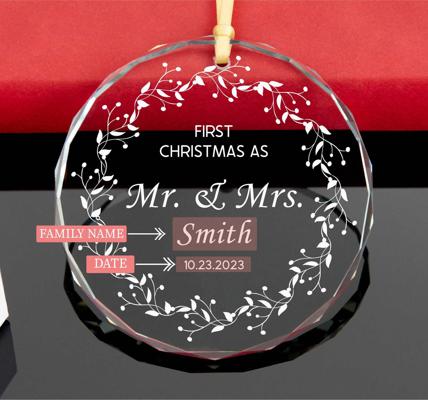 Personalized Mr and Mrs Ornament • First Christmas as Married Ornament