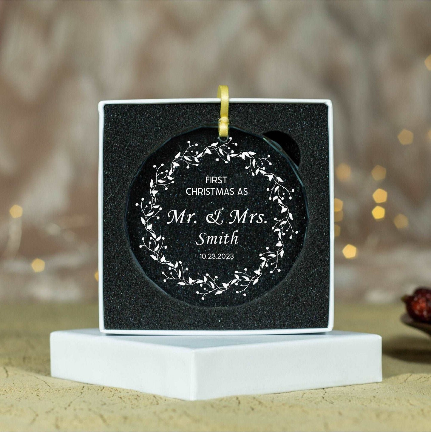 Personalized Mr and Mrs Ornament • First Christmas as Married Ornament