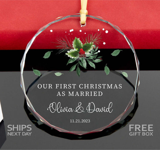 First Christmas as Married Ornament • Mr. and Mrs. Ornament •  Merry and Married Ornament • Glass Ornament