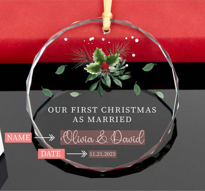 First Christmas as Married Ornament • Mr. and Mrs. Ornament •  Merry and Married Ornament • Glass Ornament