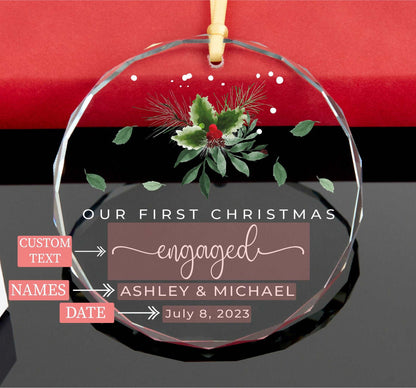 First Christmas Engaged Ornament • Personalized Engagement Gift for Couples • First Christmas Engaged Ornament