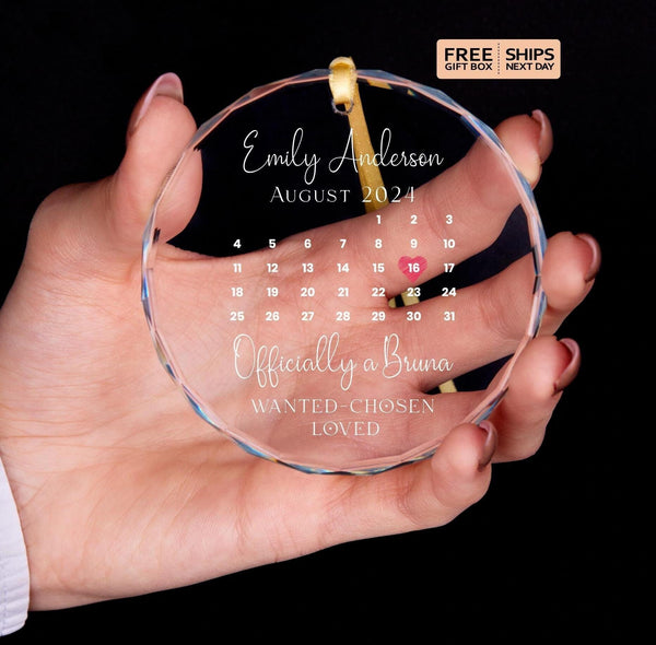 Personalized Adoption Ornament, Glass Gotcha Day Keepsake in Gift Box