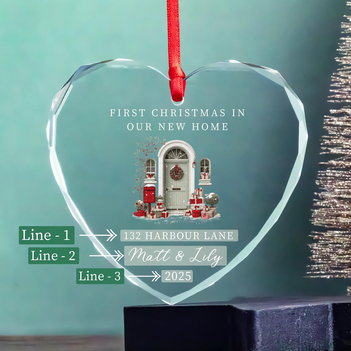 New house keepsake ornament with names and year