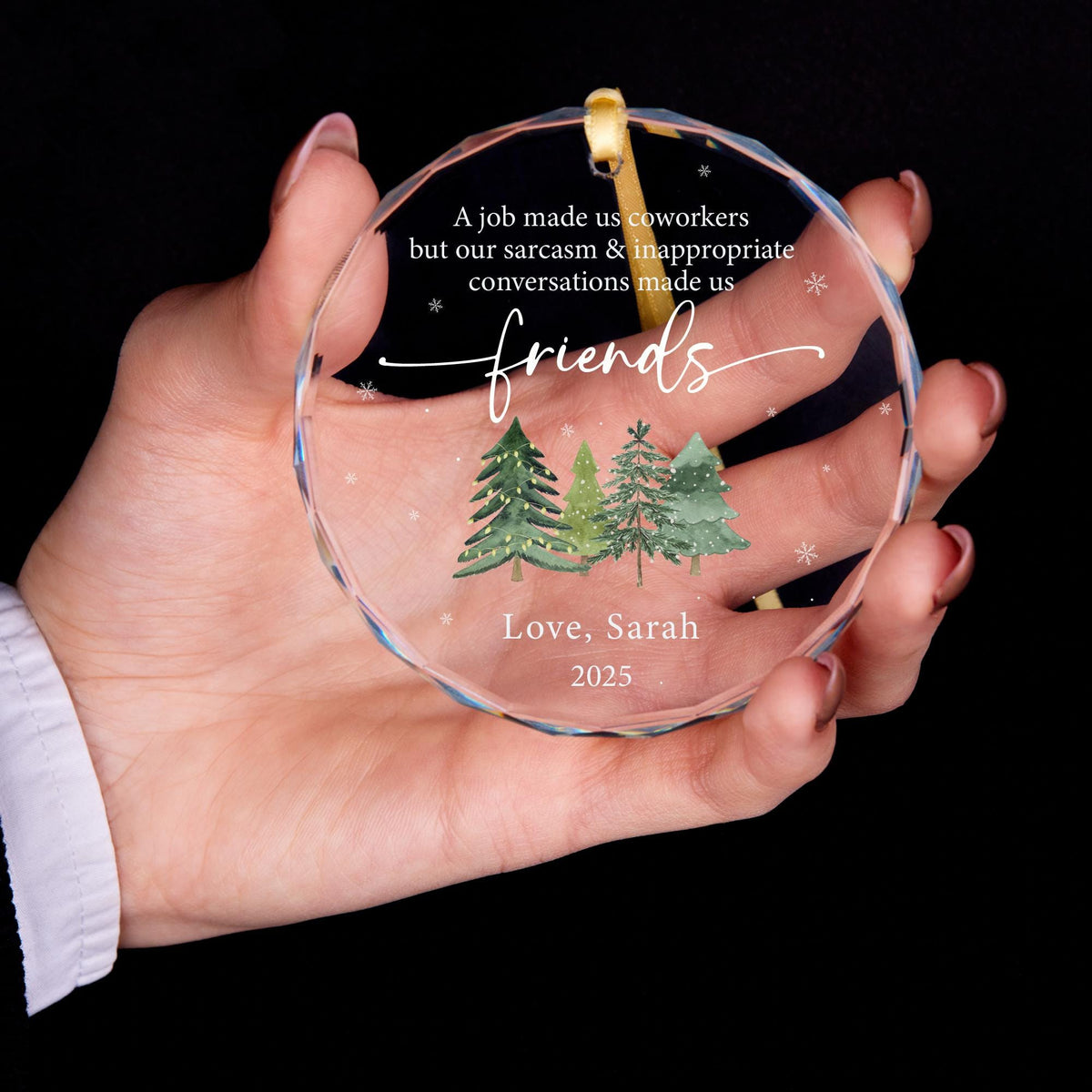 Work colleague gift glass ornament