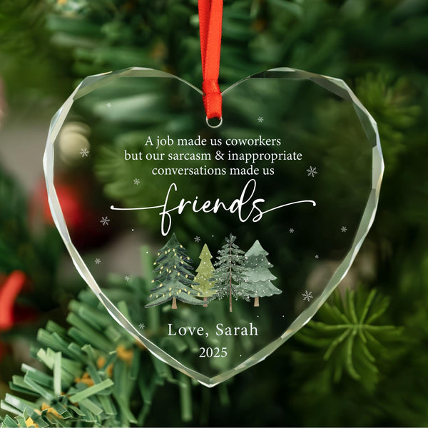 Personalized Coworkers Ornament, Work Colleague Christmas Gift Glass Keepsake