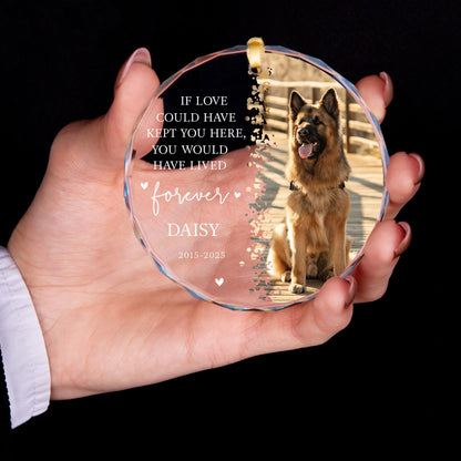 Dog remembrance glass Christmas ornament with photo
