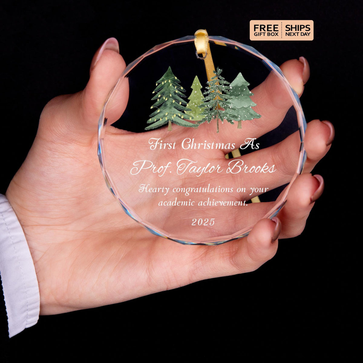 PhD graduation gift glass ornament