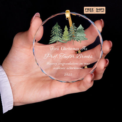 PhD graduation gift glass ornament