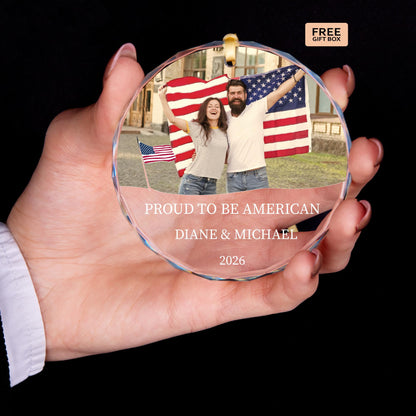 Red white and blue patriotic Christmas ornament