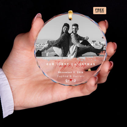 Engagement gift photo ornament for the newly engaged