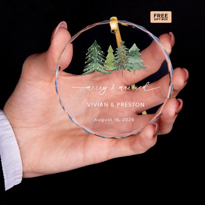 Newly engaged couple keepsake ornament with names and date