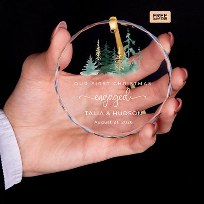 Newly engaged couple keepsake ornament with names and date