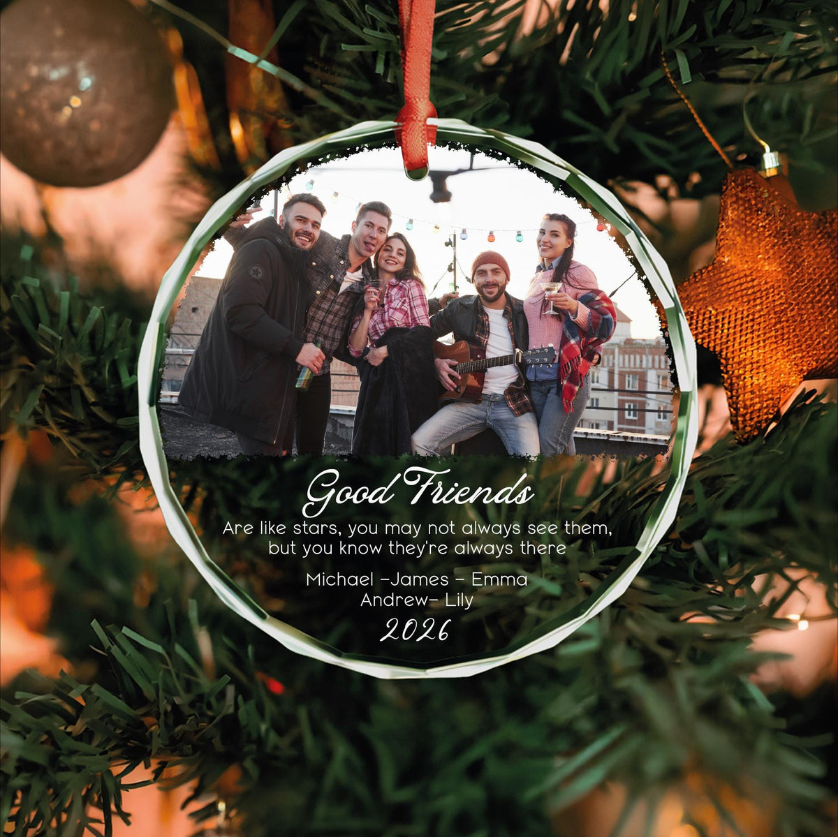 Best friends group picture keepsake ornament