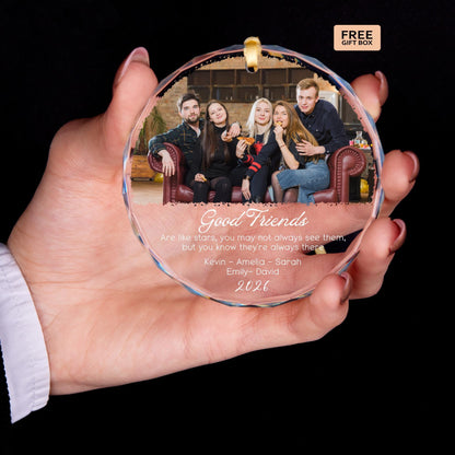 Friends stars quote glass Christmas ornament