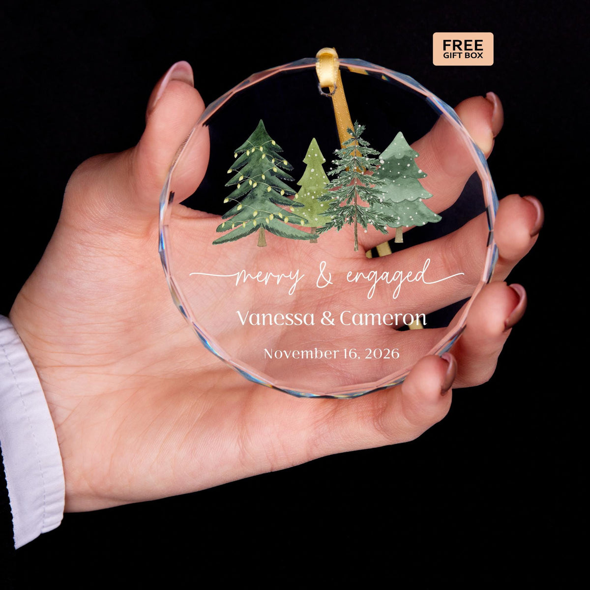 Wedding Christmas gift ornament with names and date